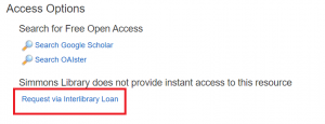 access options listed as: search Google Scholar, Search OAlster, Request via Interlibrary Loan
