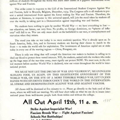 WWII - 1935 Simmons Anti-War Committee Protest flyer 025.jpg