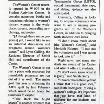 Women's Center Opens at Simmons (1999)