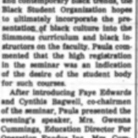 "Black Culture Seminar Opens" article (1968)