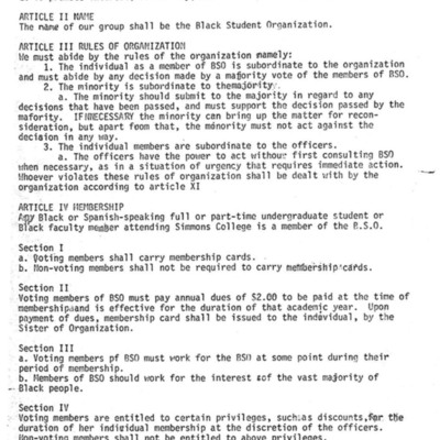 Black Student Organization Constitution (1977)