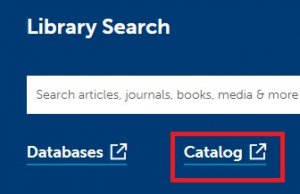 Catalog link on the Library Search homepage