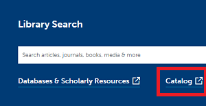 Catalog link on the Library Search homepage