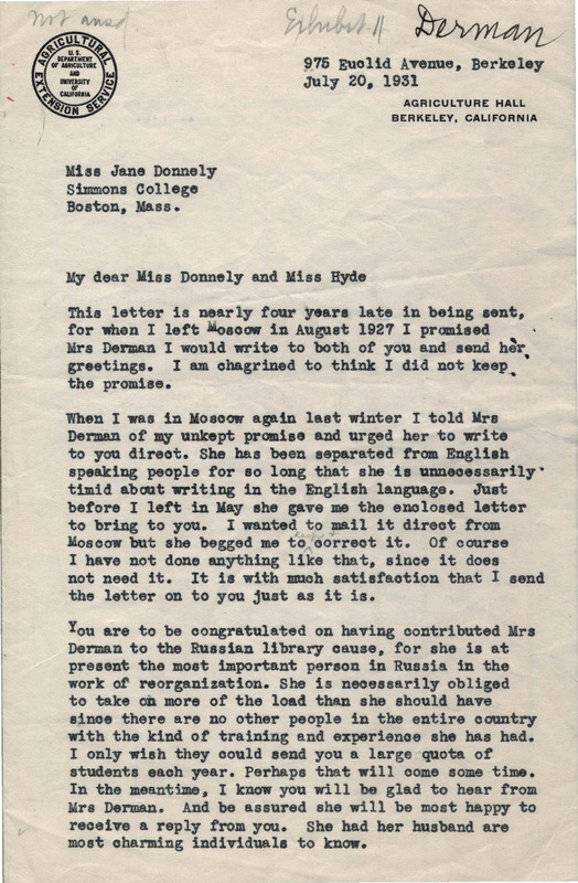 Letter from Harriet G. Eddy to Jane Donnely [June Donnelly]
