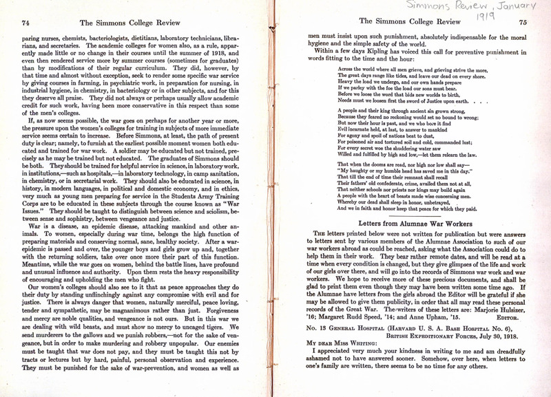 Letters from Alumnae War Workers