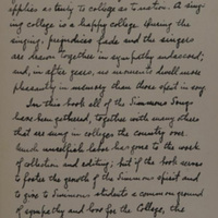 Dedication of Simmons Song Book by Robert M. Gay
