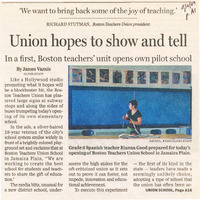 Boston Globe article about the opening of the Boston Teachers Union School