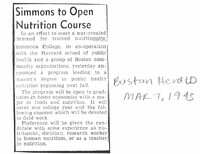 Simmons to Open Nutrition Course