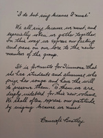Dedication of Simmons Song Book by Bancroft Beatley