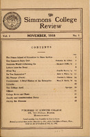 Cover of Simmons Review, November 1918 (volume 1, number 1)