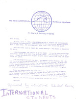 International Students Association (ISA) period of silence and February 4, 1992 meeting agenda, circa 1992