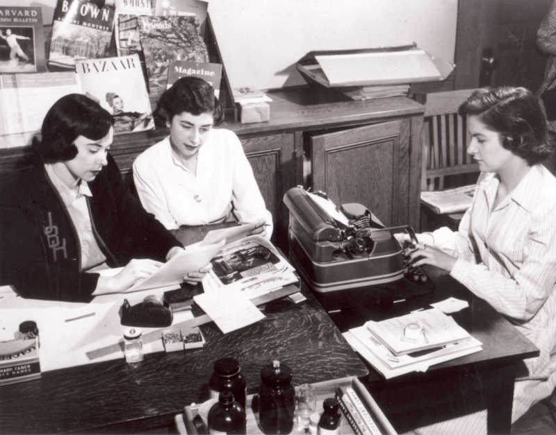 Simmons Review members work on an issue, c. 1950