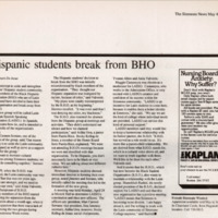 Article from The Simmons News about BHO dissolving into LASSO and BSO, May 4, 1989