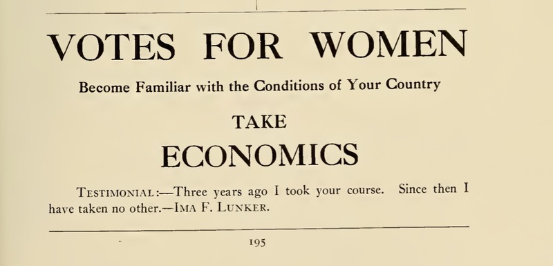 "Votes for Women: Take Economics"
